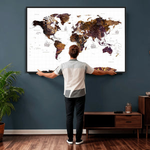 Rustic World Map Wall Art Canvas Print | Large World Map on