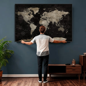 Detailed World Map Wall Art Print - Large Framed World Map