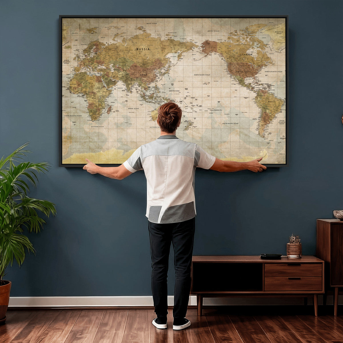 World Map Canvas Print – Detailed Map of the World Wall Art