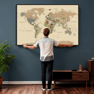Extra Large World Map Canvas Print – Detailed Map of the