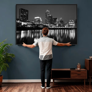 Austin Skyline Wall Art Canvas Print, Austin Downtown Night