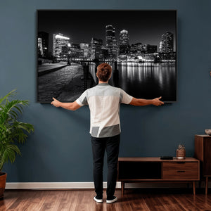 Boston Wall Art Canvas Print, Boston City Downtown Night