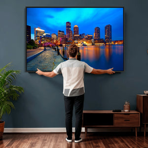 Boston Wall Art Canvas Print, Boston City Downtown Night