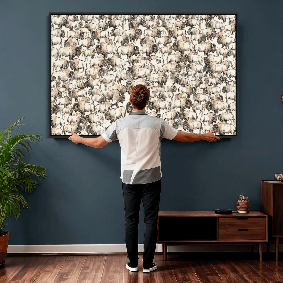 American Bison Canvas Print - Abstract Buffalo Wall Art
