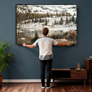 Snowy Mountain Landscape Wall Art Canvas Print, Alpine Pine