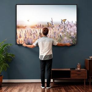 Lavender Field Wall Art Canvas Print, Butterfly Floral