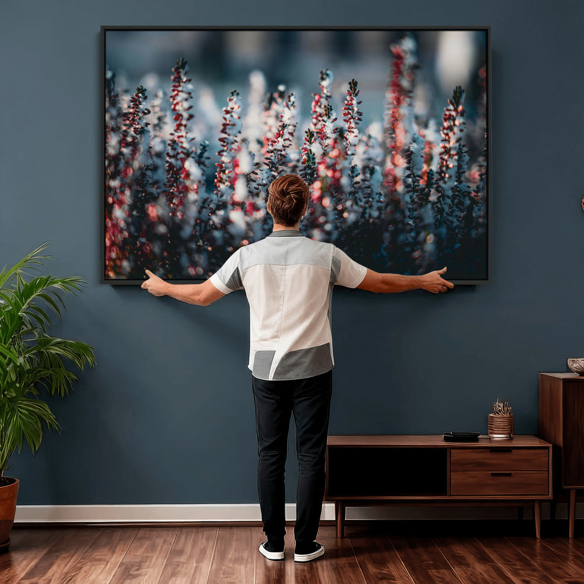 Winter Heather Wall Art Canvas Print, Frosted Floral Nature