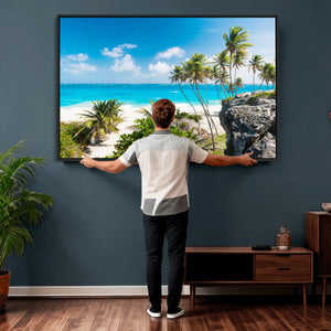 Tropical Beach Wall Art Canvas Print, Palm Tree Ocean