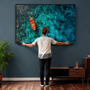 Turquoise Ocean Boat Wall Art Canvas Print