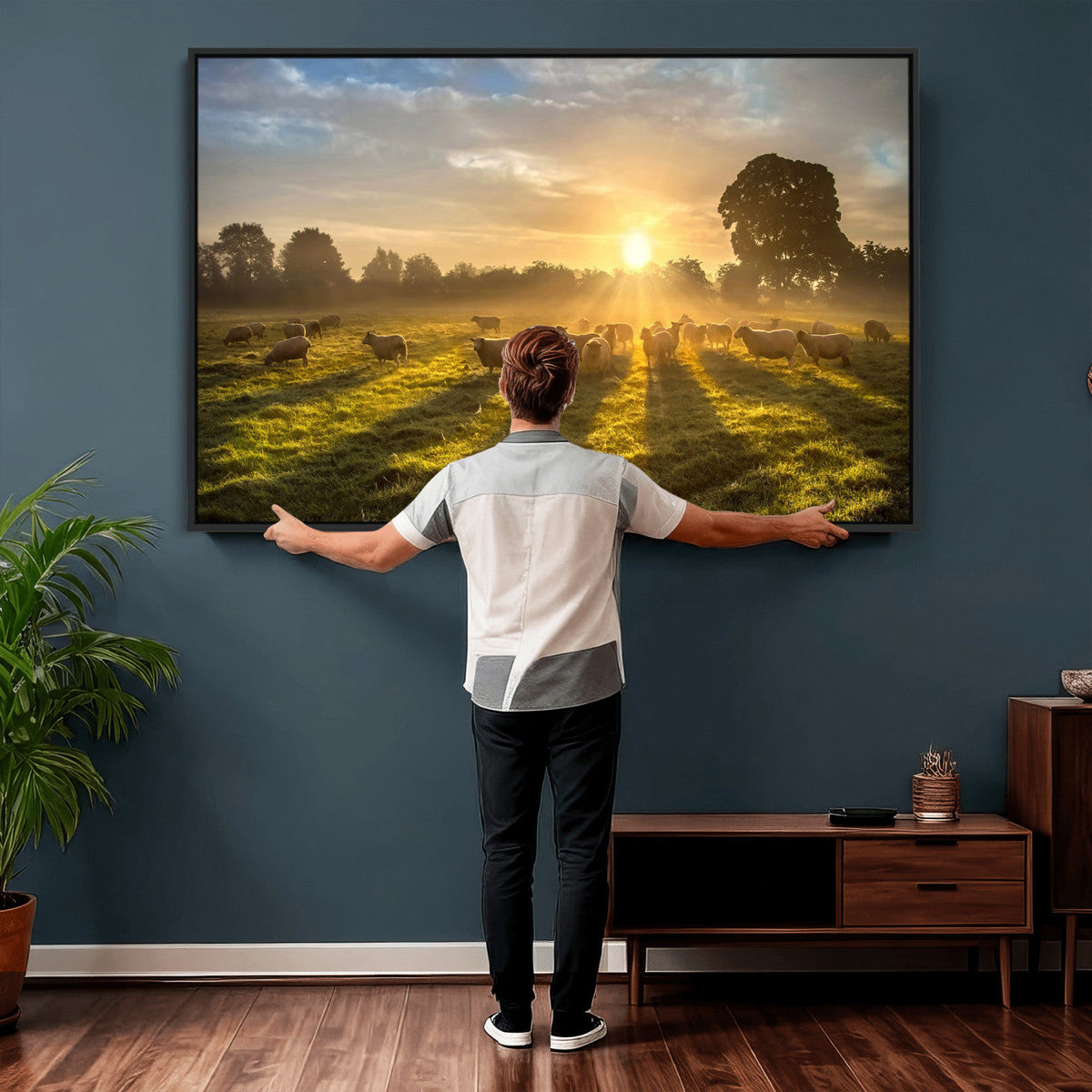 Sheep Wall Art Canvas Print – Rural Farm Animal Artwork
