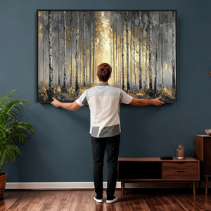 Abstract Birch Forest Wall Art Canvas Print – Modern Neutral