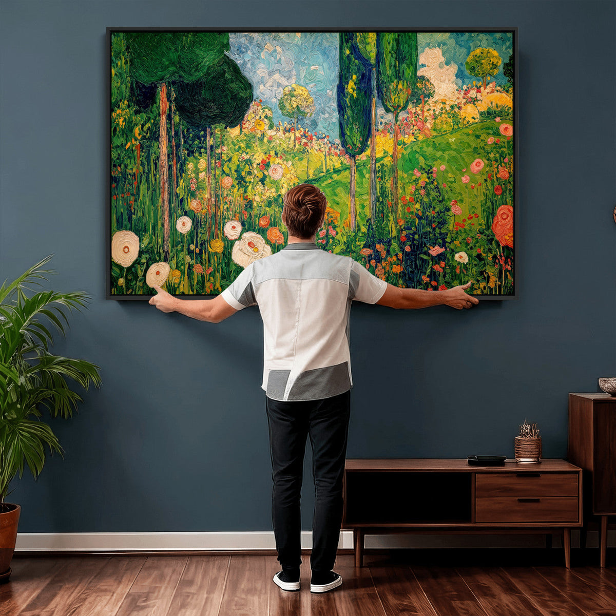 Gustav Klimt Boho Mountain Landscape Large Wall Art,