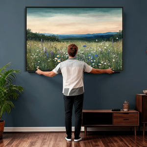 Wildflower Meadow Oil Painting Canvas — Daisy Lavender