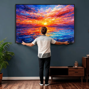 Colorful Knife Ocean Sunset Canvas — Orange Pink Teal