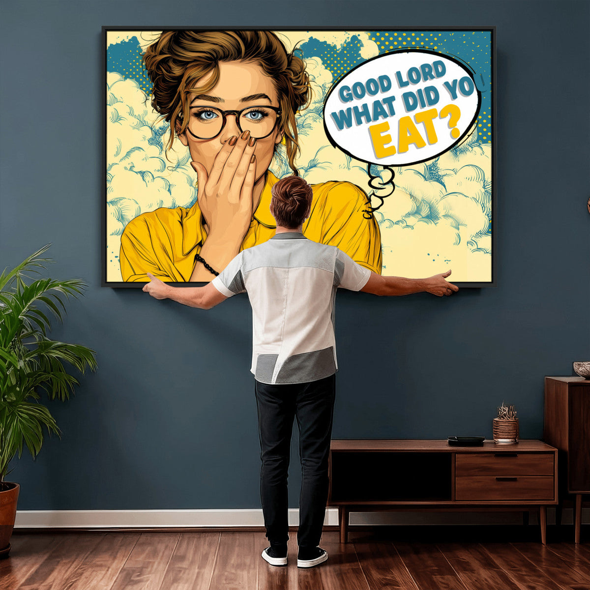 Pop Art Print Bathroom Sign Wall Art Canvas Print — Funny