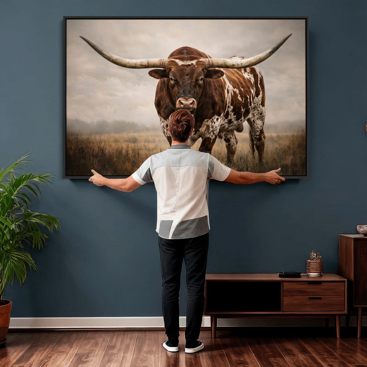 Texas Longhorn Canvas Wall Art Western Bull Desert Moody