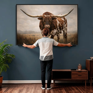 Texas Longhorn Canvas Wall Art Western Bull Desert Moody