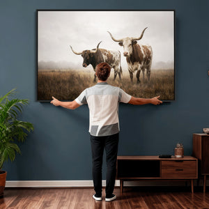 Texas Longhorn Canvas Wall Art Western Bull Desert Moody