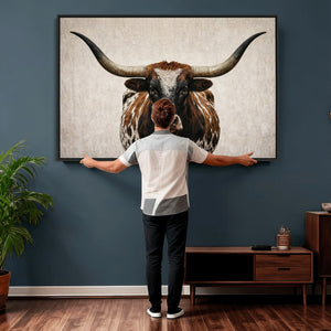 Texas Longhorn Canvas Wall Art Western Bull Desert Moody