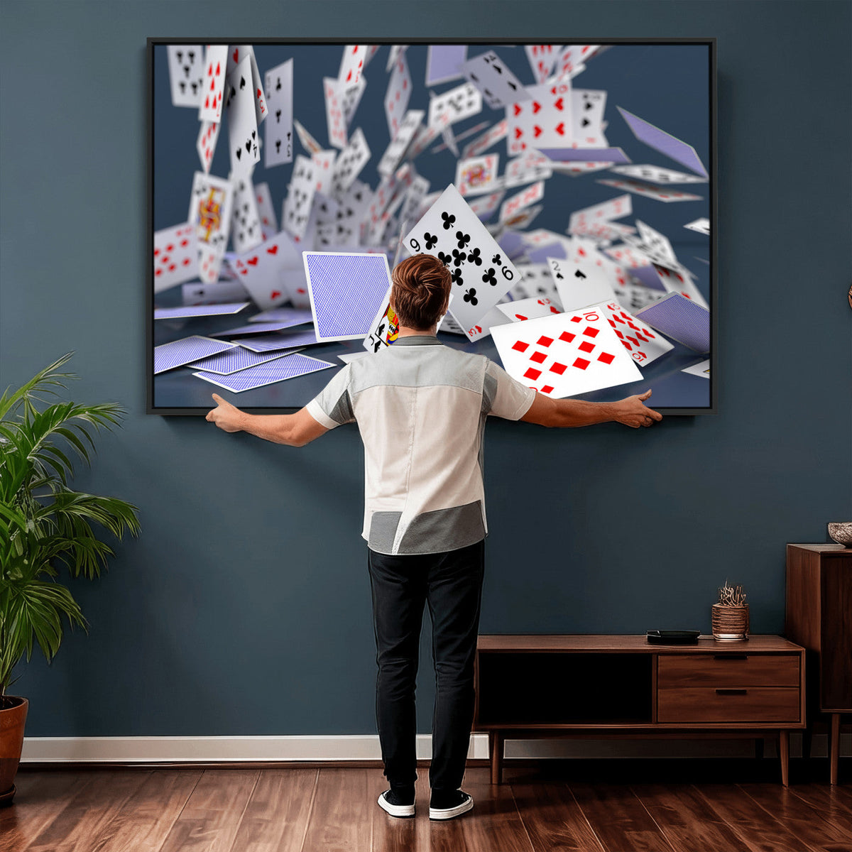 Playing Cards Canvas Wall Art | Casino Game Room Decor,