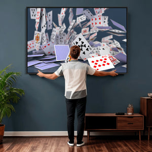 Playing Cards Canvas Wall Art | Casino Game Room Decor,