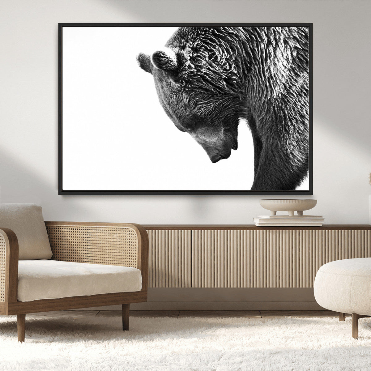 Black and White Grizzly 399 Bear Canvas Print Wall Art |