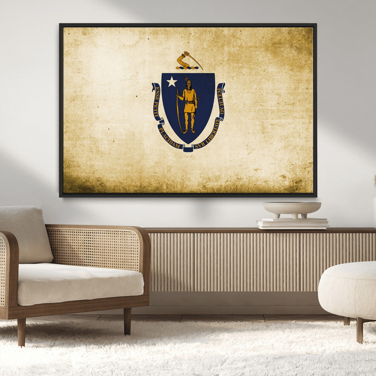 Massachusetts Flag Wall Art Canvas Print