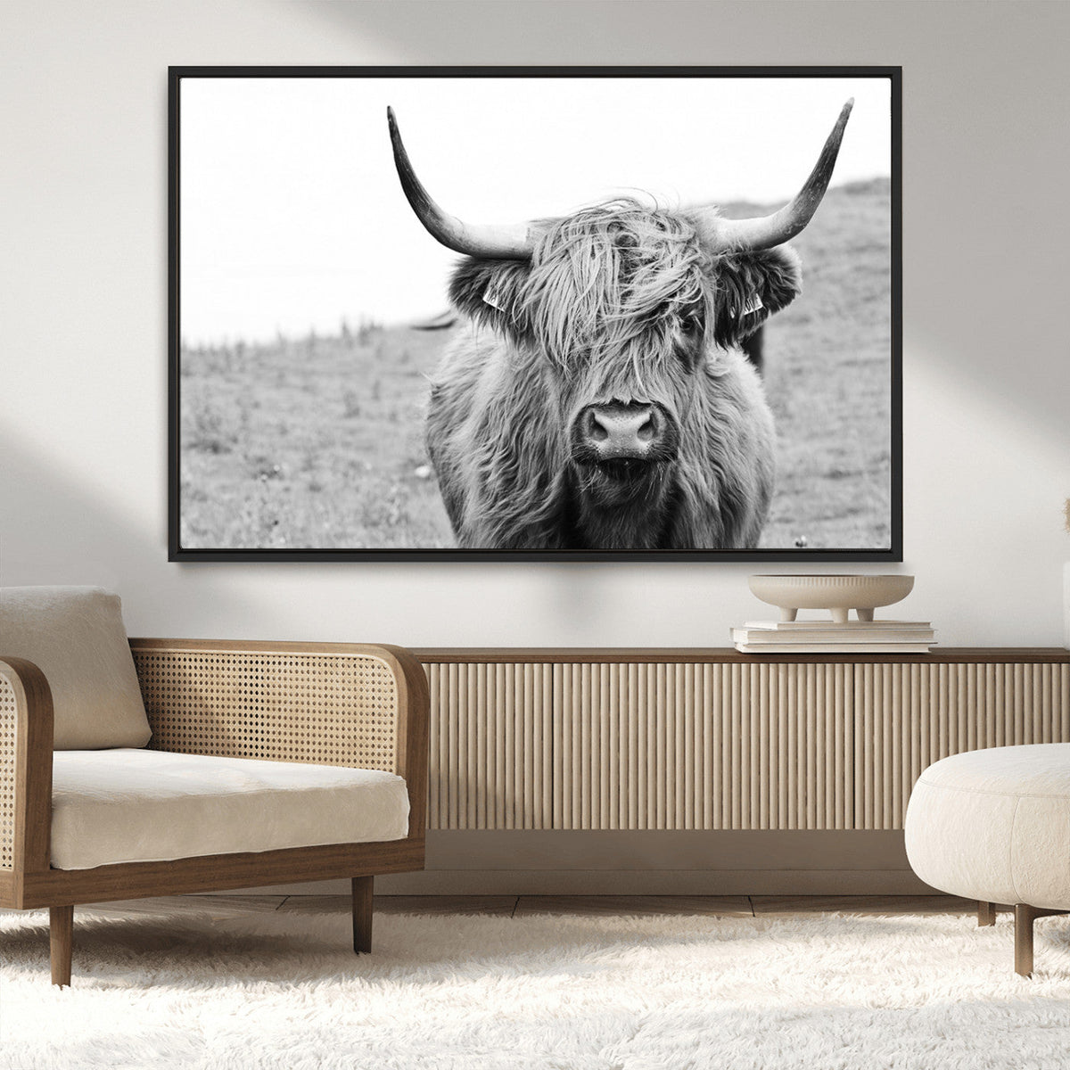 Newfoundland Cow Art Wall Art, Black White Cow Art Wall Art