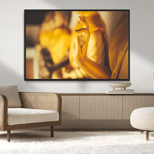 Gold Buddha Statue Hands Wall Art Canvas Print