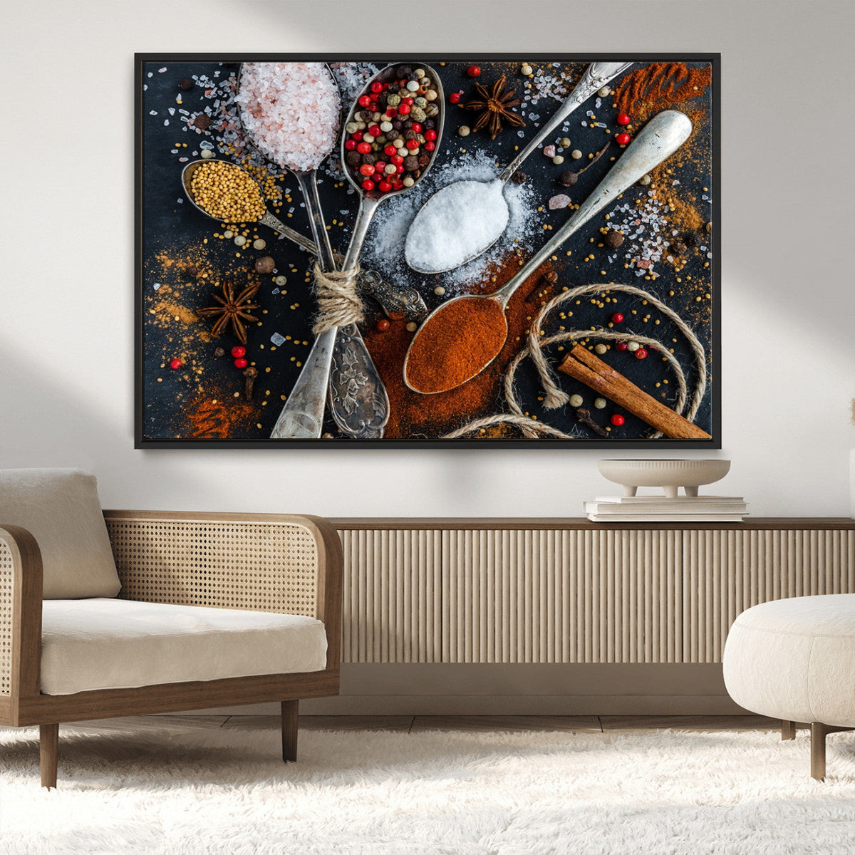 Spices and Seasonings Canvas Wall Art – Colorful Triptych