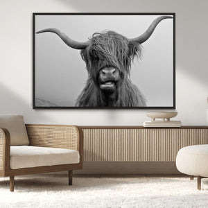 Texas Cow Wall Art Canvas, Texas Longhorn Cattle Canvas