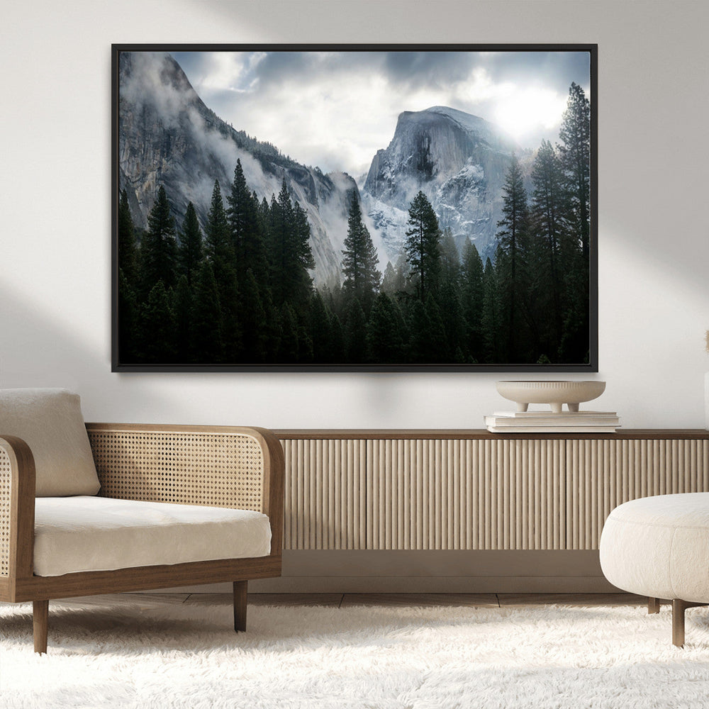 Yosemite National Park El Capitan Foggy Mountain Wall Art |