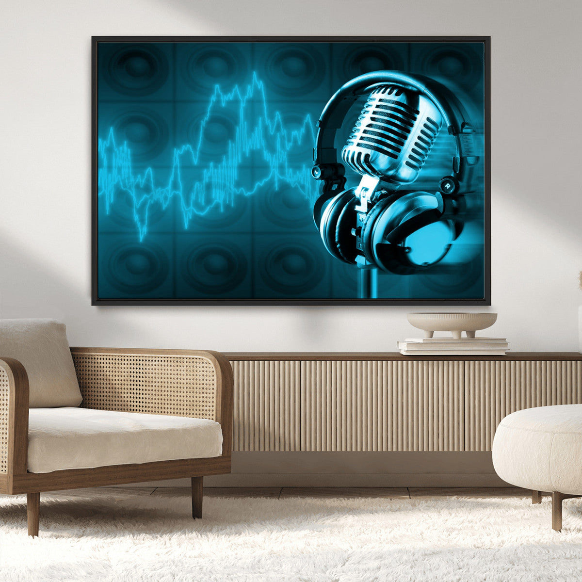 Music and Microphone Wall Art Canvas Print