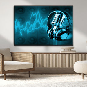 Music and Microphone Wall Art Canvas Print
