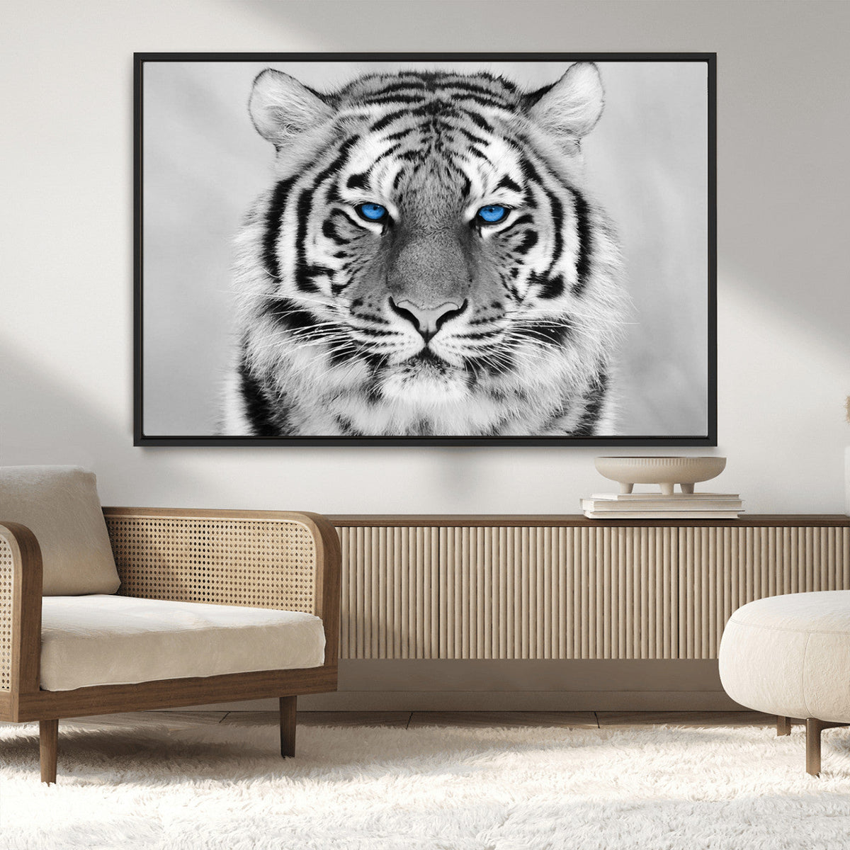Black and White Tiger Wall Art Animal Canvas Print