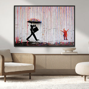 Banksy Wall Art Canvas Print, Framed Graffiti Art Picture
