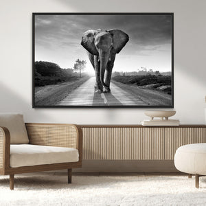 Black and White Elephant Wall Art Canvas Print