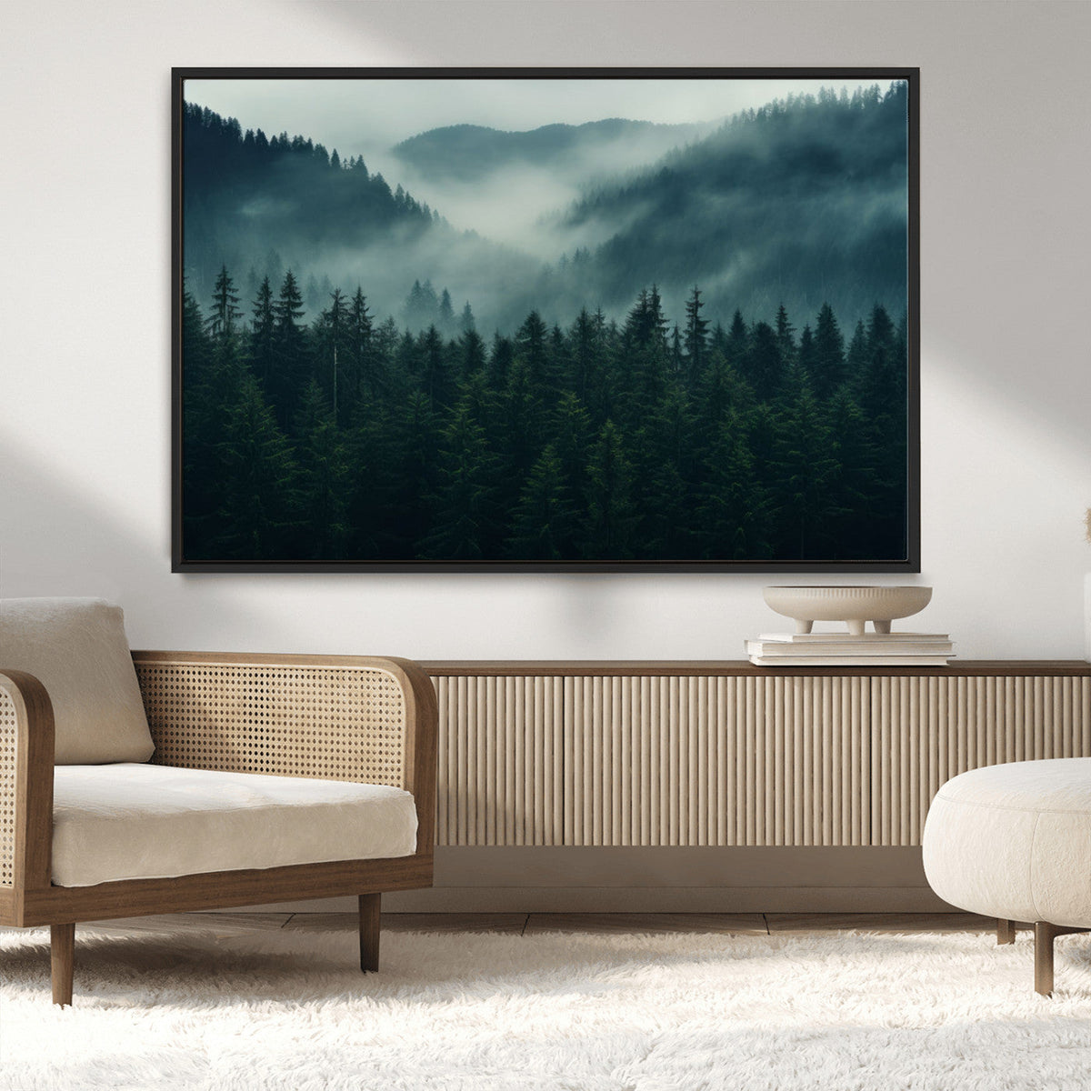 Captivating Misty Forest Wall Art Premium Canvas Print,