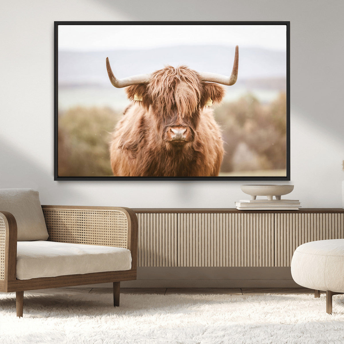 Scottish Serene Highland Cow Canvas Wall Art – Serene