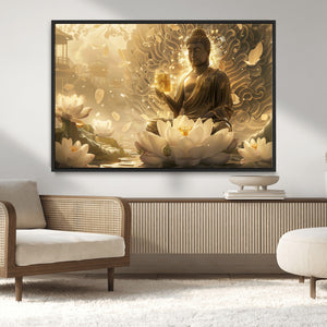 Golden Buddha Wall Art | Yoga Room Decor and Meditation Room