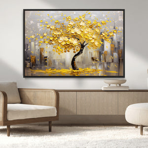 Golden Tree Canvas Print | Abstract Wall Art for Modern