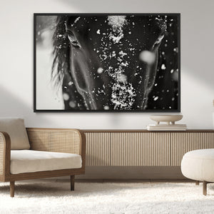 Winter Horse Snow Wall Art Canvas Print