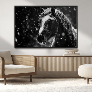 Winter Horse Wall Art | Black and White Horse Print | Ready
