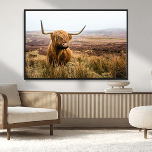 Scottish Highland Cow Canvas Wall Art – Rustic Farmhouse
