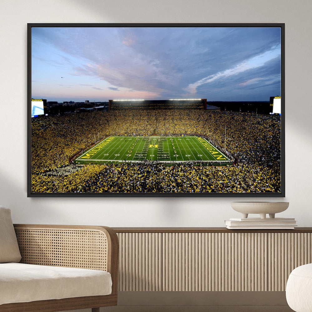 Michigan Stadium Wall Art Canvas Print, Vibrant Game Day