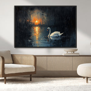Abstract Swan on Water Wall Art Canvas Print - Elegant