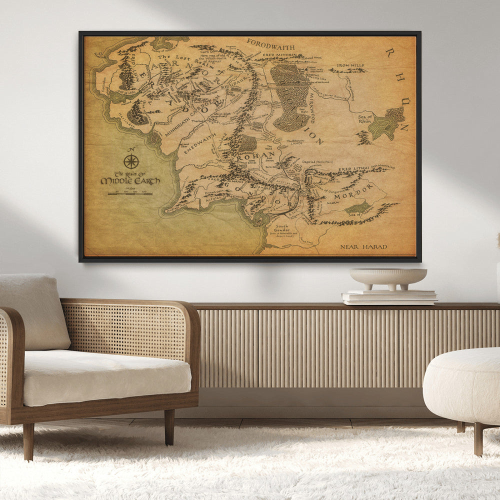 Middle Earth Map Canvas Wall Art – Vintage Fantasy Map