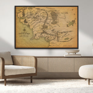 Middle Earth Map Canvas Wall Art – Vintage Fantasy Map