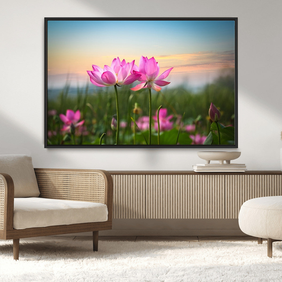 Pink Flower on the Mountain Canvas Print, Framed Pink Flower