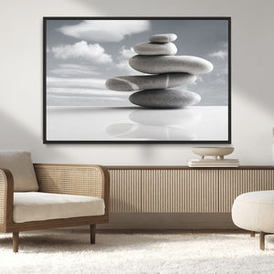 Still Life Black and White Zen Stones Wall Art Canvas,